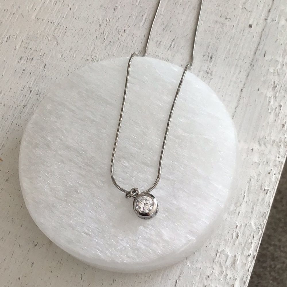 Swarovski Crystal Caged Circle Silver Pendant Necklace - Picture 4 of 6